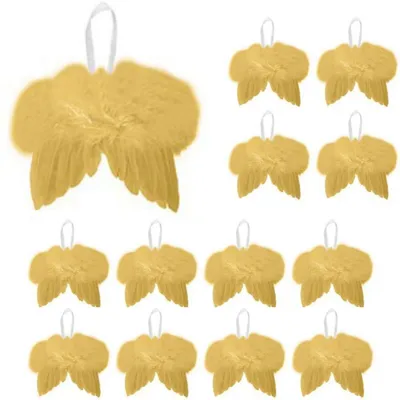 Produktbild von 12x Engelsflügel Gold Federflügel Christbaumschmuck Mini Engel Weihnachtsbaum Anhänger 18x14CM