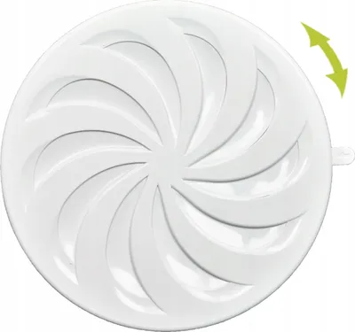 A white round adjustable vent cover with a swirling pattern.
