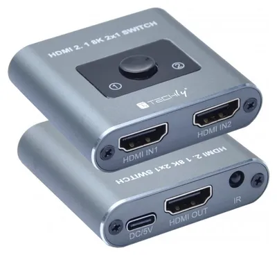 Imagen del producto de Techly IDATA-HDMI-2128KT: Switch HDMI 2.1 de Techly, 2 entradas, 1 salida, compatible con 8K