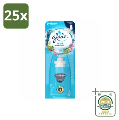 Imagen del producto de 25 unidades de recambios Glade Sense & Spray, aroma Ocean Adventure, 18 ml cada uno, pack ahorro