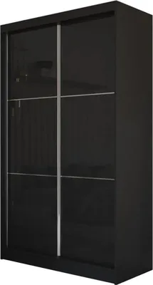 Produktbild von Schrank mit Schwebetüren VIVA 150cm - Kleiderschrank mit Schubkasteneinsätze & Kleiderstangen (Schwarz)