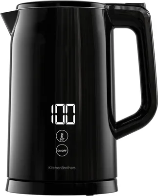 Produktbild von KitchenBrothers Wasserkocher - 1,7L - Mit Temperaturregelung - Elektrisch - Warmhaltefunktion - Display - Doppelwandig - Cool-Touch - 2200W - Schwarz