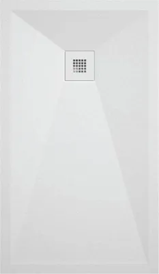 Produktbild von Mineralguss-Duschwanne extra flach ONDA Schieferoptik WEIß 80x180 cm  Auslaufschutz in Farbe