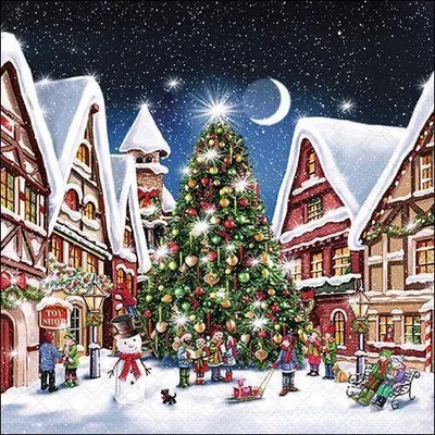 Zdjęcie produktu dla Serwetki świąteczne 33 x 33 cm, 3-warstwowe, 20 sztuk, Christmas market