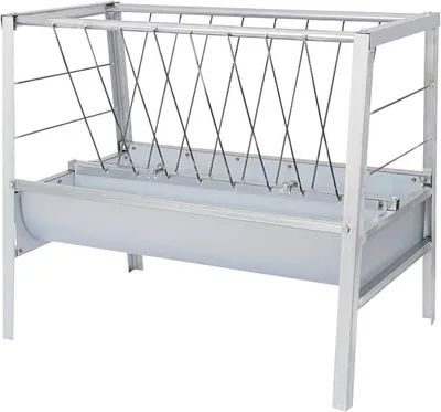 Produktbild von Futterstation für Ziegen, 2-in-1, Heuraufe und Doppelfutterstation, große Kapazität 200 l/52,83 Gal, Viehfutter, verzinkter Stahl, Anti-Verschwendung, für Schafe, Pferde, Alpakas, Bauernhof