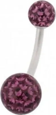 Produktbild von Bauchnabel Piercing Mit Kristall Elements 5/8mm Kugeln Beschichtet- Amethyst - 10.0 Millimeter
