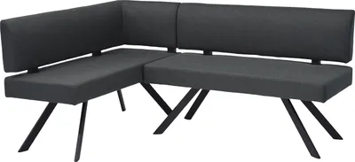 Produktbild von byLIVING Eckbank TORONTO, Bezug in dunkelgrau, Gestell in schwarz, L-Form langer Schenkel rechts, Taschenfederkern, Küchenbank, Speisezimmerbank, Maße: B 182, H 85, T 128 cm