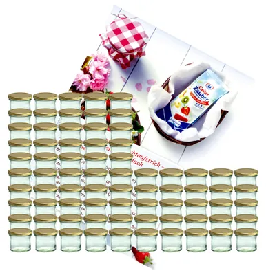 Image de lot de 75 pots à confiture 125 ml Pot à confiture To 66 couvercle doré