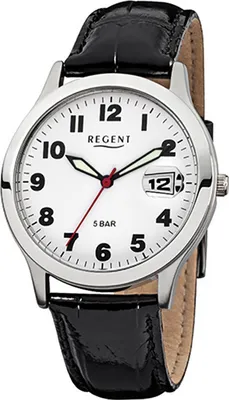 Image de Regent Montre Homme noire analogique F-788 Bracelet cuir D2URF788