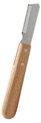 Produktbild von Profi-Trimmmesser für Rechtshänder – Ergonomischer Holzsgriff, professionelles Stripping-Messer für Hunde-Fellpflege