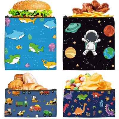 Productafbeelding van Herbruikbare Sandwichzakjes - Waterdicht - Voor Voedselopslag - 4 Stuks