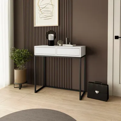 Produktbild von BEAUTYSOFA Konsolentisch LANGO 80cm - Konsole mit Schubladen (Weiß & Schwarz)