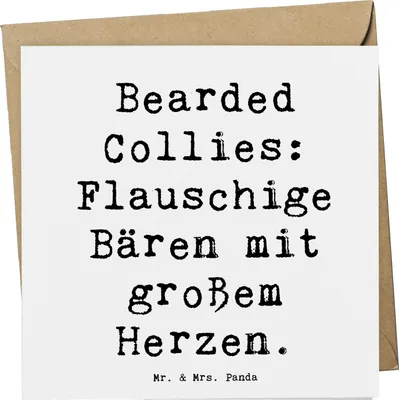 Produktbild von Mr. & Mrs. Panda doppelkarte Spruch Bearded Collie Bärenherz - Weiß - Geschenk, Grußkarte, Familie, Hunderassen Eigenschaften, Abenteuer, Pflege, Vielfalt, Klappkarte