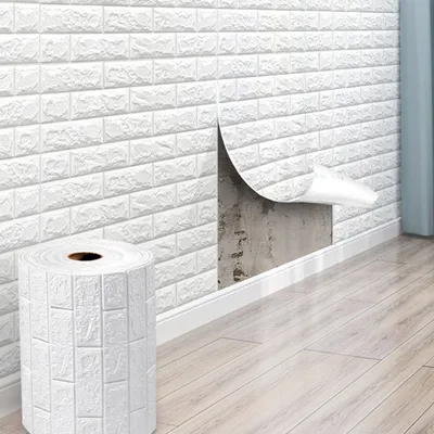Produktbild von qiangzhipow Wand- und Möbelfolie, Weiß, 35x500cm, 3D XPE-Schaum, wasserdicht, schallisoliert, selbstklebend, leicht entfernbar, pflegeleicht, ungiftig, geruchlos, hochwertig, umweltfreundlich