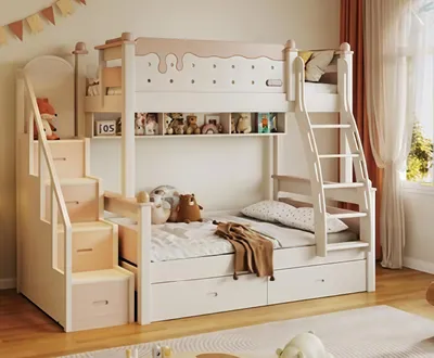 Productafbeelding van Stapelbed, etagebed, houten kinderbed, tienerbed, modern hoogslaper