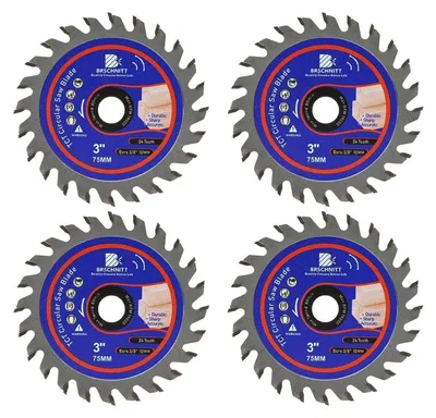 Immagine prodotto di Disco circolare in metallo duro (TCT) da 75 mm, 24 denti, foro da 10 mm, confezione da 4 pezzi, per legno e plastica