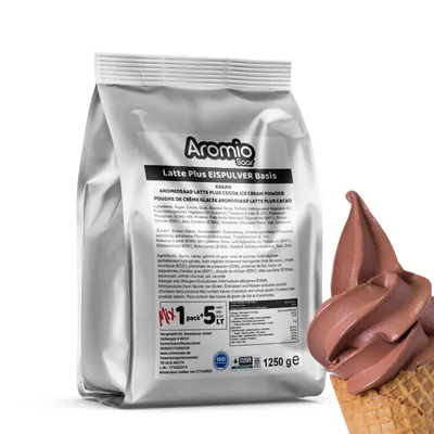 Produktbild von Aromio Latte Plus Kakao Soft Eis Pulver 2 * 1250g – Profi-Qualität für Eismaschinen – Cremiges Vanille Softeis mit Milchzubereitung