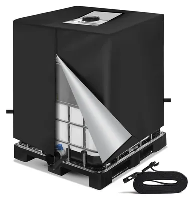 Image de Couvercle de réservoir IBC, 1000 litres, tissu Oxford 420D, anti-poussière, protection UV, 120x100x116 cm, noir