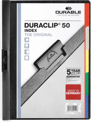 Obrázok produktu pre DURABLE DURACLIP® INDEX 50 A4, čierny, 223401, 25 ks