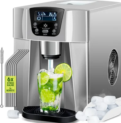 Produktbild von KESSER® Eiswürfelbereiter | Eiswürfelmaschine Edelstahl | 100W  Ice Maker | 12 kg 24 h | 2 Würfelgrößen | Zubereitung in 6 min | 2 Liter Wassertank | Timer | LCD-Display | Wassertank