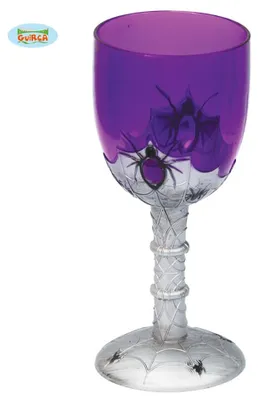 Produktbild von gruseliger Wein Kelch mit Spinnen ca. 18 cm