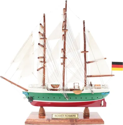 Produktbild von Büttner Sammler Edition - Modellschiff Schiffsmodell Modellbau Holzmodell Standmodell kein Bausatz Segelschiff - RICKMER RICKMERS (1896) 20cm