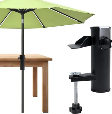 Obrázok produktu pre Držák slnečníka - Držiak na balkón - Pre terasu a záhradu - Úsporný dizajn - Priemer stĺika 38 mm - Čierna farba