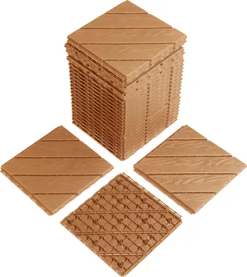 Obrázek produktu pro FCH sada 27 (2,4m²) terasových dlaždic odolných proti povětrnostním vlivům, protiskluzové klikací dlaždice, 30x30x2cm, hnědá barva