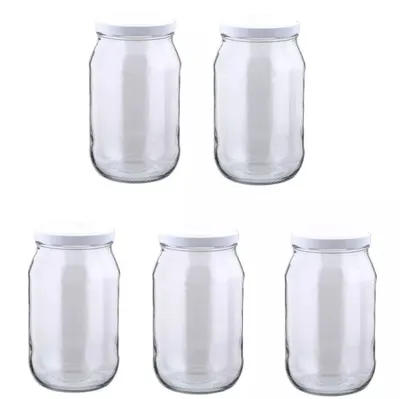 Produktbild von MIKONI Gurkenglas 1,7 L | 5 STÜCK | Weiß Deckel | Einweckgläser, Einmachgläser, Vorratsgläser, 1700ml, Einmachglas, Sturzgläser, Gurkengläser