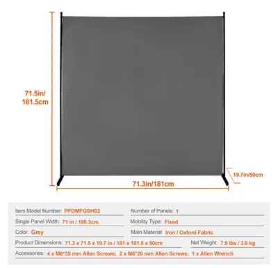 Immagine prodotto di Pannello divisorio, portatile, versatile, colore grigio