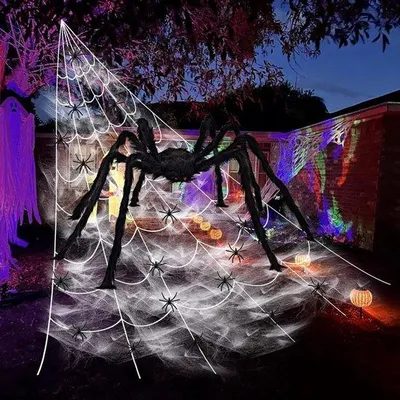 Productafbeelding van Halloween Spinnenweb Decoratie - 700 cm met Spinnen