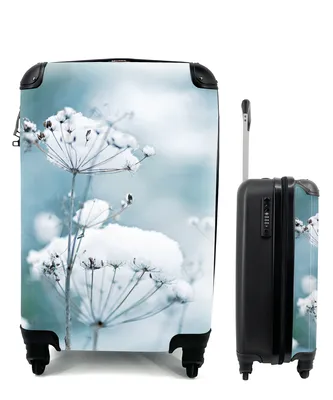 Produktbild von MuchoWow® Koffer Handgepäck Trolley Rollkoffer Kleine Reisekoffer mit 4 Rollen - Schnee - Blumen - Winter - Zweige - Cabin Size < 55x40x23 cm & 55x40x20 cm - Fotokoffer - Kabinenkoffer - Boardgepäck - Reise-Box - Reisekoffer - Reisegepäck - Koffer mit Bild - Trolley für Kinder