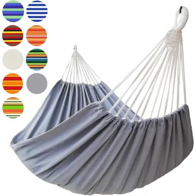 Productafbeelding van Hängmat voor 2 personen, 220x150 cm, canvas katoen, grijs, XXL