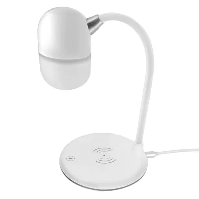 Obrázek produktu pro Stolní lampa 3 v 1, Bluetooth reproduktor, indukční nabíječka – bílá