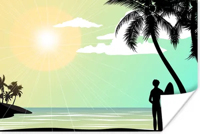 Produktbild von MuchoWow® Poster Meer - Surfen - Sonne - Palme 120x80 cm - Bilder