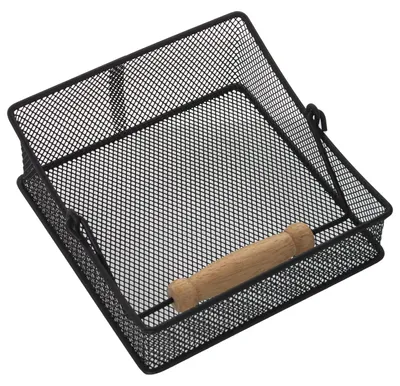 Servethouder aus Metallgitter, 18 x 18 x 8/13 cm, schwarz