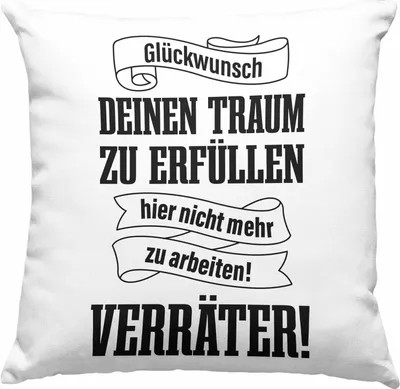 Produktbild von Trendation - Jobwechsel Deko-Kissen mit Füllung 40x40 Geschenk Kollegin Kollege Lustig Abschiedsgeschenk Sprüche - Traum Erfüllen Verräter (Grün)