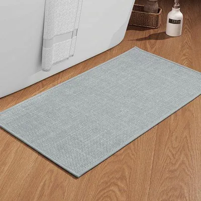Produktbild von Unyqoos® stilvolle rutschfeste Badezimmermatte mit Gummirücken 43 x 81 cm hellgrau