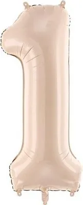 Immagine prodotto di Palloncino in foil numero "1", 72 cm, beige scuro