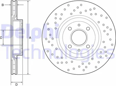 Produktbild von 2x DELPHI Bremsscheibe BG4943C für ABARTH 500 / 595 / 695 Schrägheck (312_)