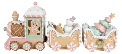 Productafbeelding van Clayre & Eef Kerstdecoratie, trein, 45x12x19 cm, beige, kunststof