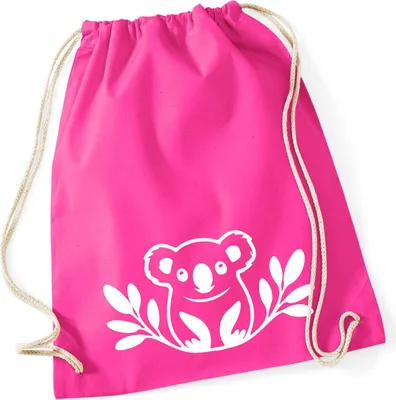 Produktbild von Huuraa Turnbeutel Koala Silhouette 12 Liter Fuchsia Baumwolle Rucksack Geschenkidee