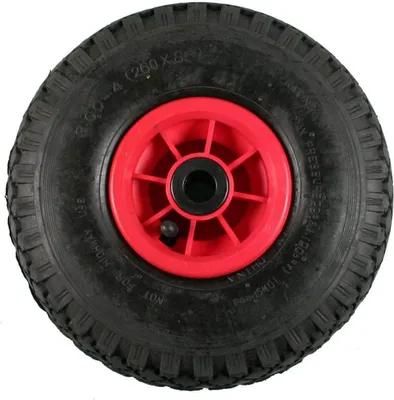 Produktbild von Sackkarrenrad 3.00-4 260x85 mit roter Felge, Ersatzrad für Bollerwagen, luftbereift | 20 mm Achse