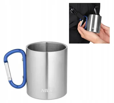 Produktbild von Nils Camp NC17110 Edelstahl Becher mit Karabiner 300ml Blau