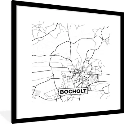 Produktbild von MuchoWow® Gerahmtes Poster Stadtplan - Bocholt - Karte 40x40 cm - Poster mit Schwarzem Bilderrahmen Wandposter Rahmen Foto Bilder - Poster - Plakat im Rahmen