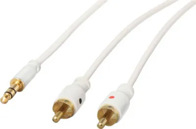 Immagine prodotto di S/CONN massima connettività smartphone tablet PC accessori cavo audio super sottile, mini spina stereo da 3,5 mm a 2 spine RCA, contatti placcati oro, cavo rotondo, bianco, 1,5 m (33983-W)