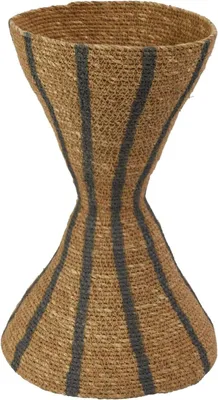 Productafbeelding van Zeegras Vaas - Decoratieve Pot - Woonkamer Decoratie - Handgeweven Zandloper - 30 cm Hoog - Natuurlijk Zwart