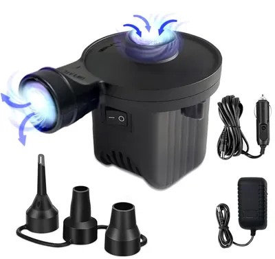 Obrázok produktu pre Elektrické vzduchové čerpadlo na nafukovacie matrace, 2 v 1, s 3 tryskami na vzduch