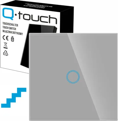Produktbild von Glas Touch  Kreuzschalter Lichtschalter Wandschalter 1-Fach Schalter LED silber