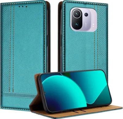 Immagine prodotto di Custodia per Xiaomi 11 Pro in pelle con funzione stand verde